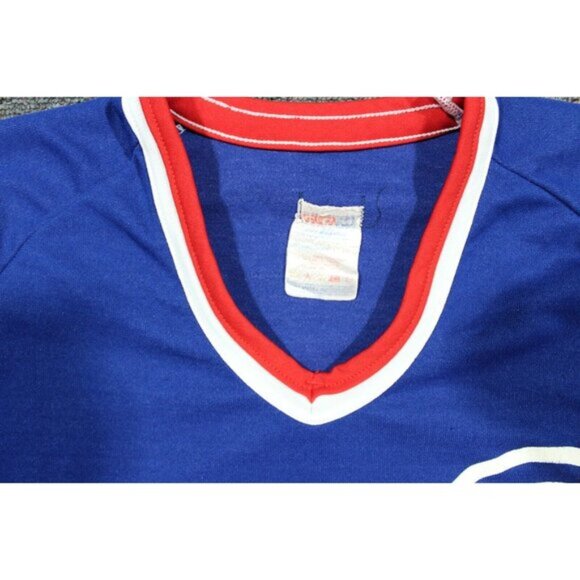 MLB Baseball Vintage 80s Chicago Cubs Jersey Shirt Top Large CCM Blue - Picture 3 of 5